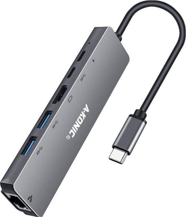 6 IN 1 USB-C HUB: HDMI, ETHERNET, 2x USB 3.0 & 2x USB-C