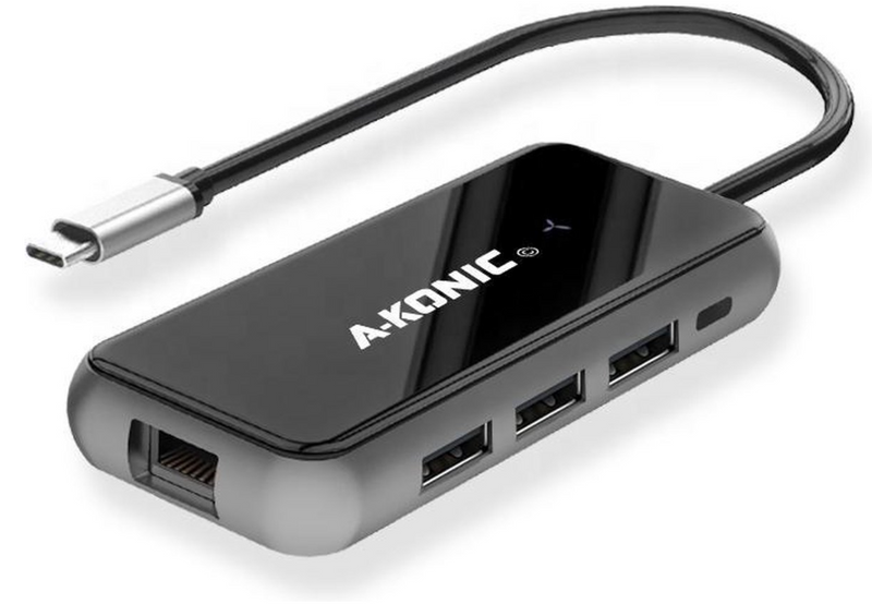 USB-C HUB 8 IN 1: HDMI, ETHERNET, Micro / SD KAARTLEZER, 3X USB 3. & USB-C PD