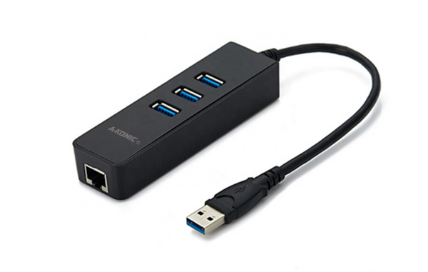 USB A 3.0 NAAR ETHERNET LAN NETWERK ADAPTER & 3X USB 3.0 – BLACK