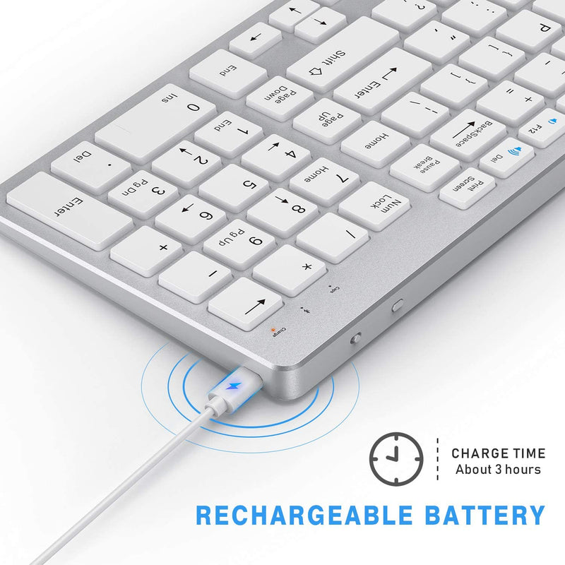 KEYBOARD BLUETOOTH 3.0 RECHARGEABLE - SILVER